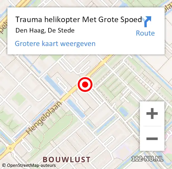 Locatie op kaart van de 112 melding: Trauma helikopter Met Grote Spoed Naar Den Haag, De Stede op 19 september 2022 15:56