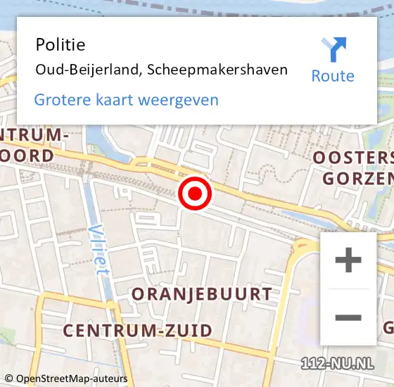 Locatie op kaart van de 112 melding: Politie Oud-Beijerland, Scheepmakershaven op 19 september 2022 16:07