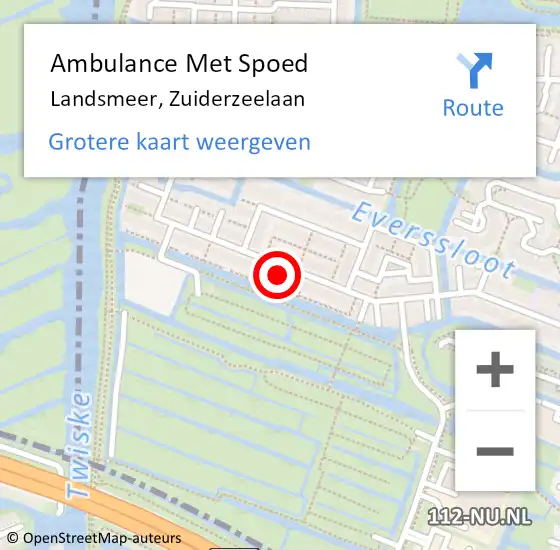 Locatie op kaart van de 112 melding: Ambulance Met Spoed Naar Landsmeer, Zuiderzeelaan op 19 september 2022 16:08