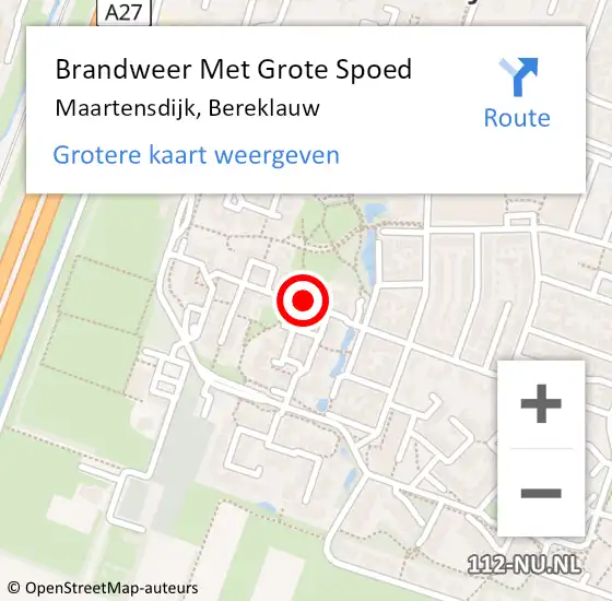 Locatie op kaart van de 112 melding: Brandweer Met Grote Spoed Naar Maartensdijk, Bereklauw op 19 september 2022 16:10