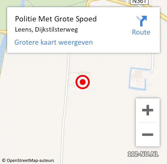 Locatie op kaart van de 112 melding: Politie Met Grote Spoed Naar Leens, Dijkstilsterweg op 19 september 2022 16:18