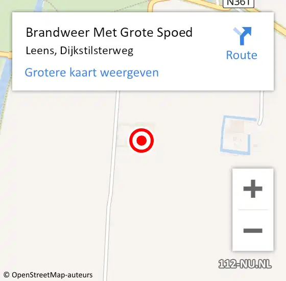 Locatie op kaart van de 112 melding: Brandweer Met Grote Spoed Naar Leens, Dijkstilsterweg op 19 september 2022 16:18