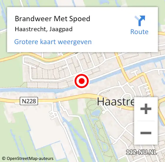 Locatie op kaart van de 112 melding: Brandweer Met Spoed Naar Haastrecht, Jaagpad op 19 september 2022 16:22