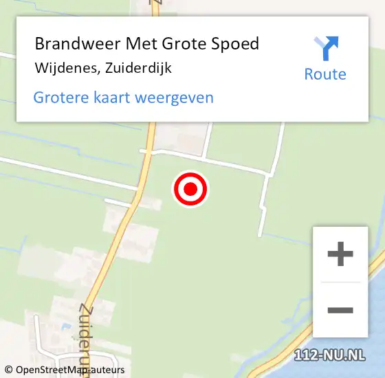 Locatie op kaart van de 112 melding: Brandweer Met Grote Spoed Naar Wijdenes, Zuiderdijk op 19 september 2022 16:55