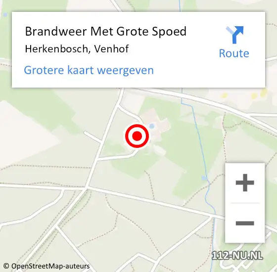 Locatie op kaart van de 112 melding: Brandweer Met Grote Spoed Naar Herkenbosch, Venhof op 19 september 2022 17:15
