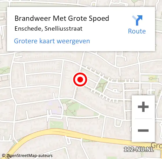 Locatie op kaart van de 112 melding: Brandweer Met Grote Spoed Naar Enschede, Snelliusstraat op 19 september 2022 17:41