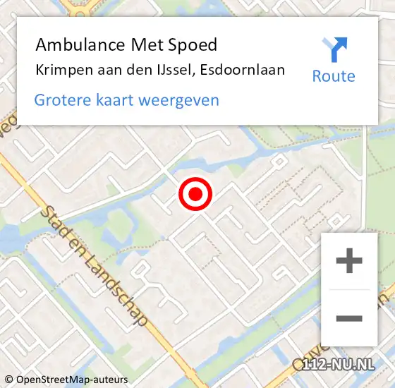 Locatie op kaart van de 112 melding: Ambulance Met Spoed Naar Krimpen aan den IJssel, Esdoornlaan op 19 september 2022 17:43