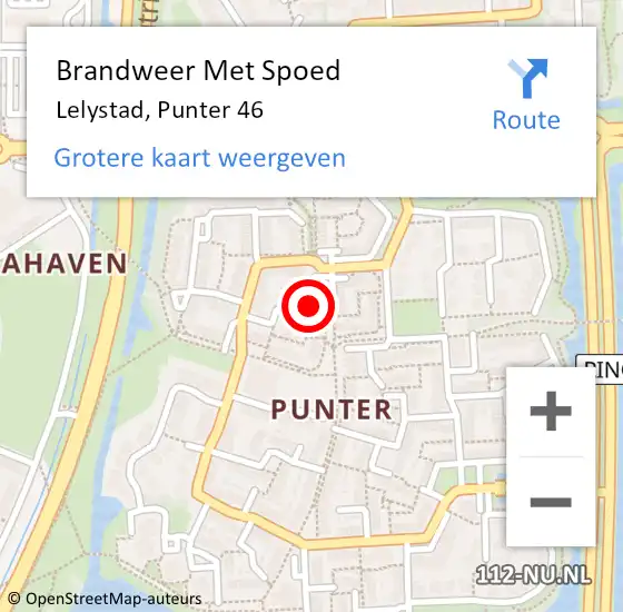 Locatie op kaart van de 112 melding: Brandweer Met Spoed Naar Lelystad, Punter 46 op 19 september 2022 17:48