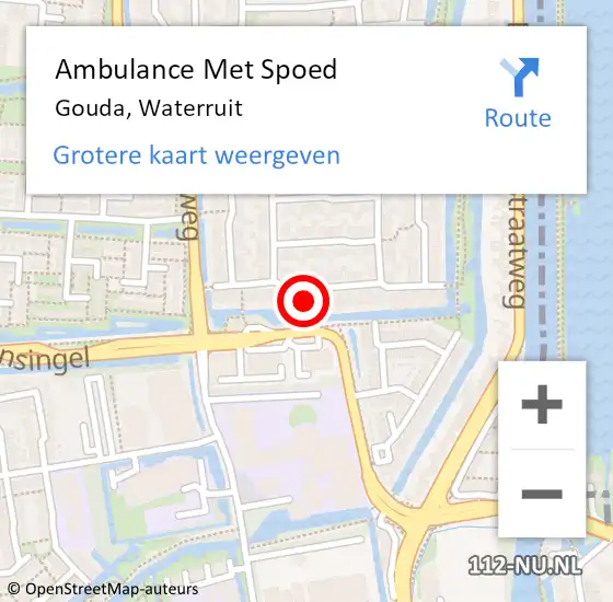 Locatie op kaart van de 112 melding: Ambulance Met Spoed Naar Gouda, Waterruit op 19 september 2022 17:52