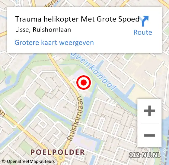 Locatie op kaart van de 112 melding: Trauma helikopter Met Grote Spoed Naar Lisse, Ruishornlaan op 19 september 2022 17:52