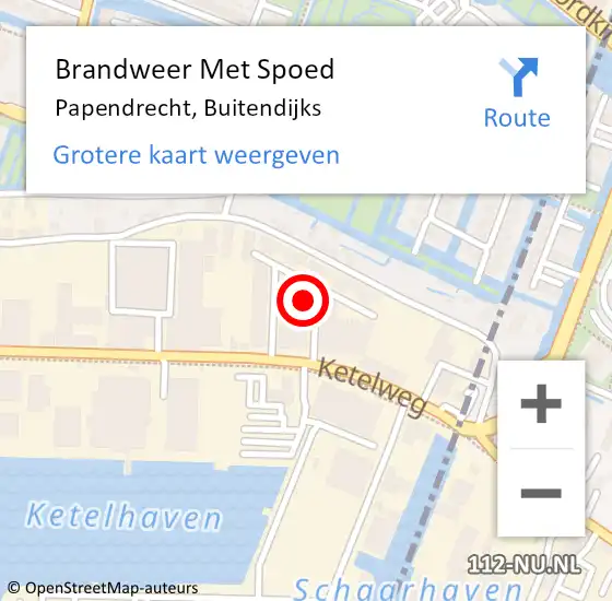 Locatie op kaart van de 112 melding: Brandweer Met Spoed Naar Papendrecht, Buitendijks op 19 september 2022 18:09