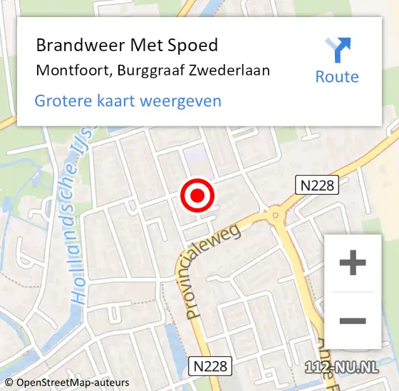 Locatie op kaart van de 112 melding: Brandweer Met Spoed Naar Montfoort, Burggraaf Zwederlaan op 19 september 2022 18:13