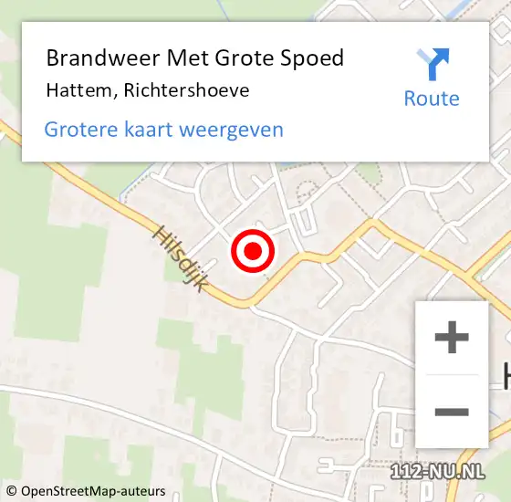 Locatie op kaart van de 112 melding: Brandweer Met Grote Spoed Naar Hattem, Richtershoeve op 19 september 2022 18:19