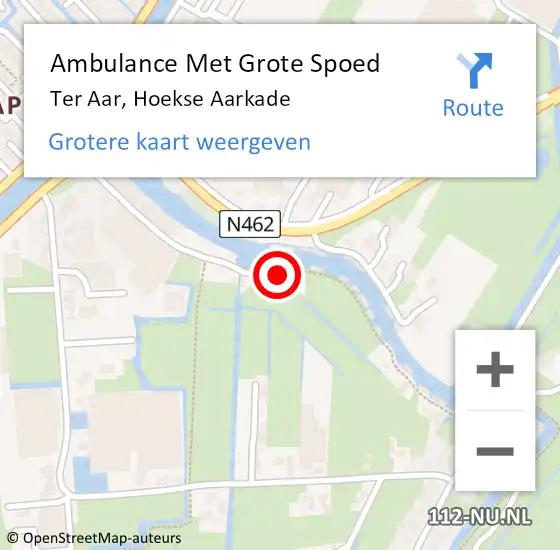 Locatie op kaart van de 112 melding: Ambulance Met Grote Spoed Naar Ter Aar, Hoekse Aarkade op 19 september 2022 18:19