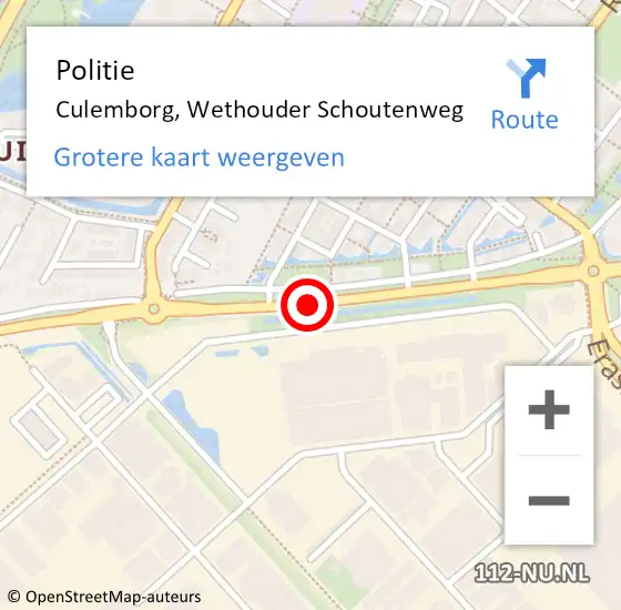 Locatie op kaart van de 112 melding: Politie Culemborg, Wethouder Schoutenweg op 29 juli 2014 19:12