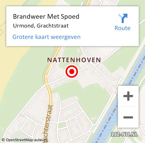 Locatie op kaart van de 112 melding: Brandweer Met Spoed Naar Urmond, Grachtstraat op 19 september 2022 19:00