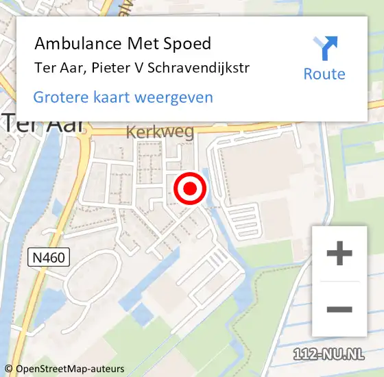 Locatie op kaart van de 112 melding: Ambulance Met Spoed Naar Ter Aar, Pieter V Schravendijkstr op 29 juli 2014 19:17