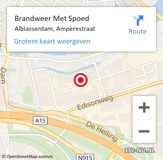 Locatie op kaart van de 112 melding: Brandweer Met Spoed Naar Alblasserdam, Ampèrestraat op 19 september 2022 19:28