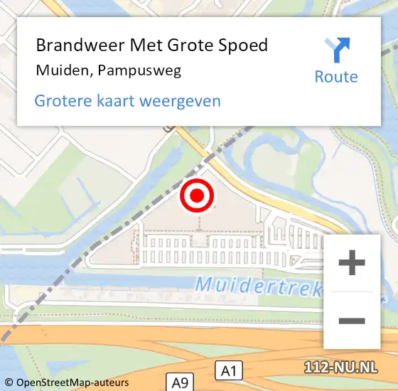 Locatie op kaart van de 112 melding: Brandweer Met Grote Spoed Naar Muiden, Pampusweg op 19 september 2022 19:52