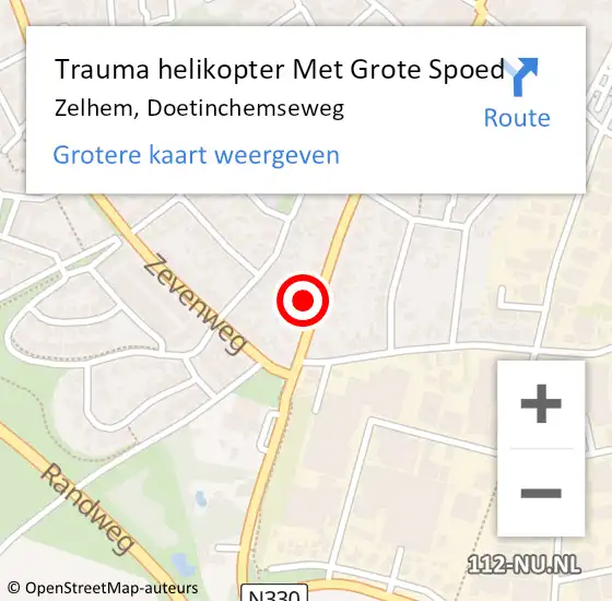Locatie op kaart van de 112 melding: Trauma helikopter Met Grote Spoed Naar Zelhem, Doetinchemseweg op 19 september 2022 19:56