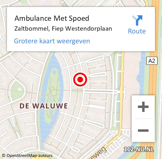 Locatie op kaart van de 112 melding: Ambulance Met Spoed Naar Zaltbommel, Fiep Westendorplaan op 19 september 2022 20:22