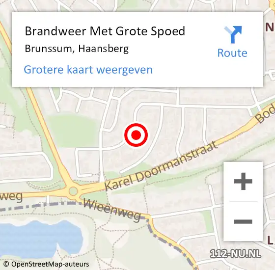 Locatie op kaart van de 112 melding: Brandweer Met Grote Spoed Naar Brunssum, Haansberg op 19 september 2022 20:36