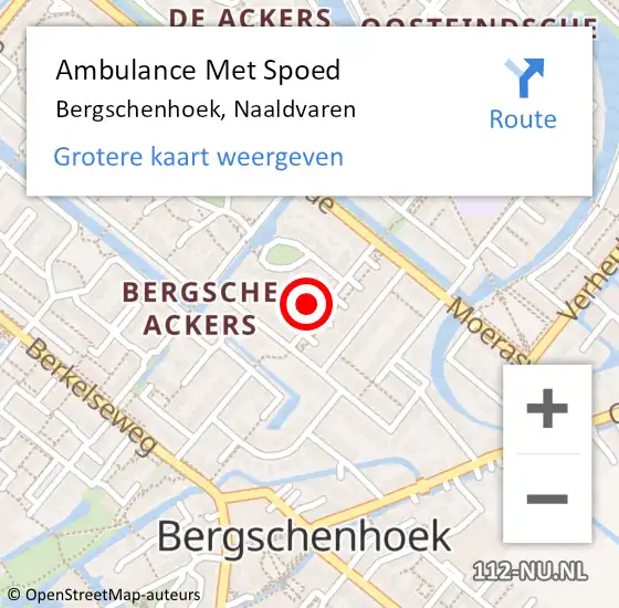 Locatie op kaart van de 112 melding: Ambulance Met Spoed Naar Bergschenhoek, Naaldvaren op 19 september 2022 21:10