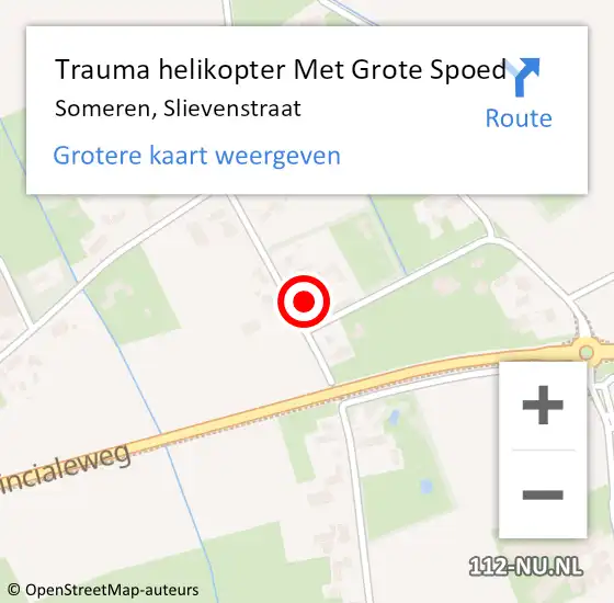 Locatie op kaart van de 112 melding: Trauma helikopter Met Grote Spoed Naar Someren, Slievenstraat op 19 september 2022 21:27