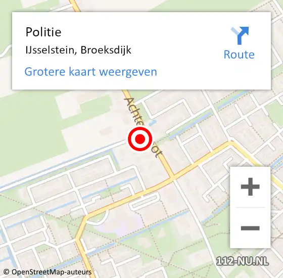 Locatie op kaart van de 112 melding: Politie IJsselstein, Broeksdijk op 19 september 2022 21:28