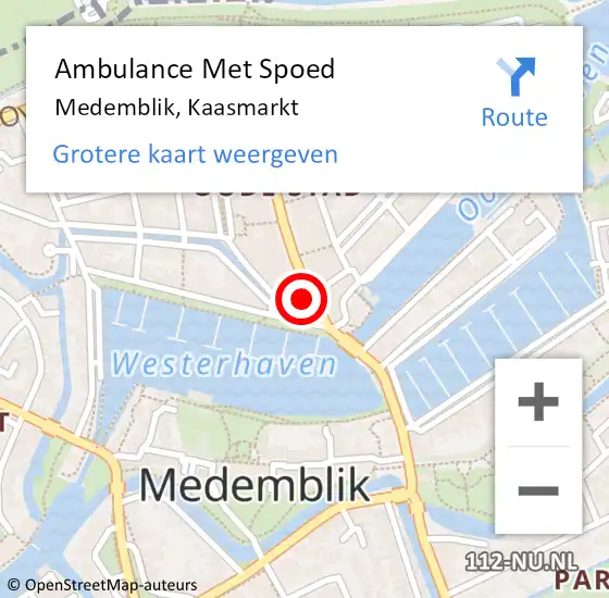 Locatie op kaart van de 112 melding: Ambulance Met Spoed Naar Medemblik, Kaasmarkt op 19 september 2022 21:51