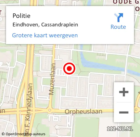 Locatie op kaart van de 112 melding: Politie Eindhoven, Cassandraplein op 19 september 2022 22:25