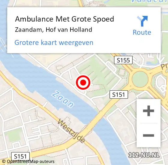 Locatie op kaart van de 112 melding: Ambulance Met Grote Spoed Naar Zaandam, Hof van Holland op 19 september 2022 22:25