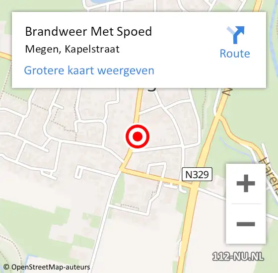 Locatie op kaart van de 112 melding: Brandweer Met Spoed Naar Megen, Kapelstraat op 19 september 2022 23:15