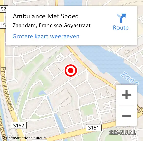 Locatie op kaart van de 112 melding: Ambulance Met Spoed Naar Zaandam, Francisco Goyastraat op 19 september 2022 23:31