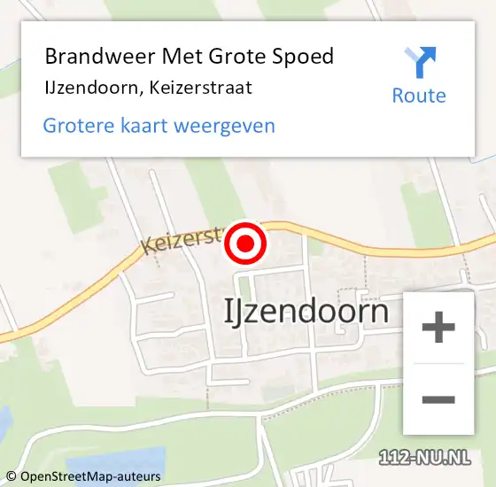 Locatie op kaart van de 112 melding: Brandweer Met Grote Spoed Naar IJzendoorn, Keizerstraat op 19 september 2022 23:31