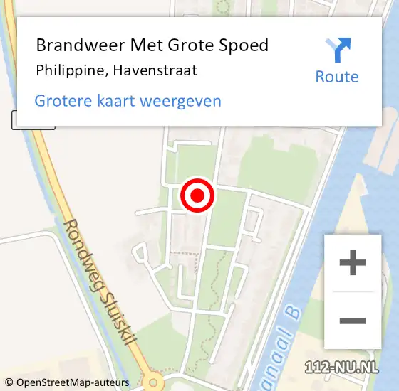 Locatie op kaart van de 112 melding: Brandweer Met Grote Spoed Naar Philippine, Havenstraat op 19 september 2022 23:40