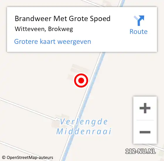 Locatie op kaart van de 112 melding: Brandweer Met Grote Spoed Naar Witteveen, Brokweg op 29 juli 2014 19:50