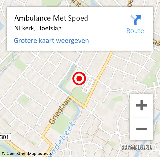 Locatie op kaart van de 112 melding: Ambulance Met Spoed Naar Nijkerk, Hoefslag op 20 september 2022 01:39