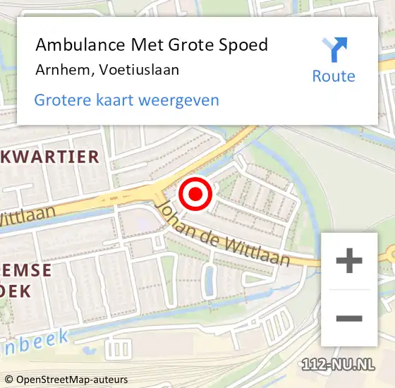 Locatie op kaart van de 112 melding: Ambulance Met Grote Spoed Naar Arnhem, Voetiuslaan op 20 september 2022 06:24