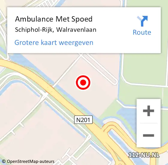 Locatie op kaart van de 112 melding: Ambulance Met Spoed Naar Schiphol-Rijk, Walravenlaan op 20 september 2022 07:11