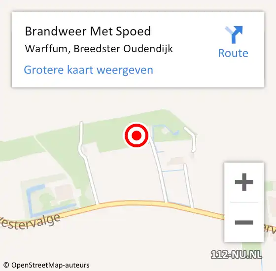 Locatie op kaart van de 112 melding: Brandweer Met Spoed Naar Warffum, Breedster Oudendijk op 20 september 2022 07:38