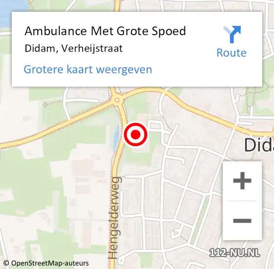 Locatie op kaart van de 112 melding: Ambulance Met Grote Spoed Naar Didam, Verheijstraat op 20 september 2022 07:40