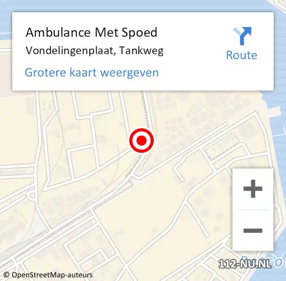 Locatie op kaart van de 112 melding: Ambulance Met Spoed Naar Vondelingenplaat, Tankweg op 20 september 2022 07:49