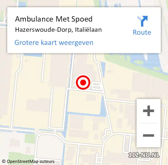 Locatie op kaart van de 112 melding: Ambulance Met Spoed Naar Hazerswoude-Dorp, Italiëlaan op 20 september 2022 08:05