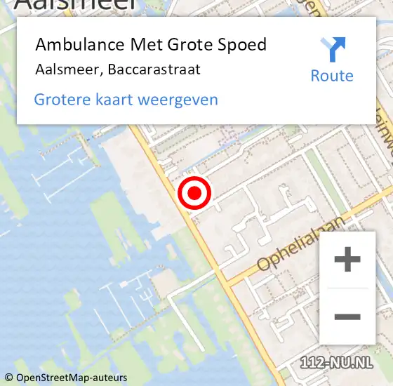 Locatie op kaart van de 112 melding: Ambulance Met Grote Spoed Naar Aalsmeer, Baccarastraat op 20 september 2022 08:08