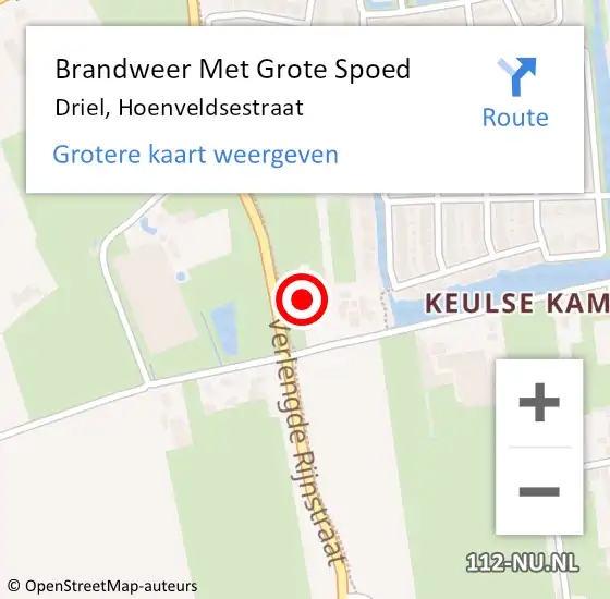 Locatie op kaart van de 112 melding: Brandweer Met Grote Spoed Naar Driel, Hoenveldsestraat op 20 september 2022 08:16