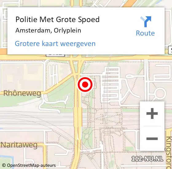 Locatie op kaart van de 112 melding: Politie Met Grote Spoed Naar Amsterdam, Orlyplein op 20 september 2022 08:20