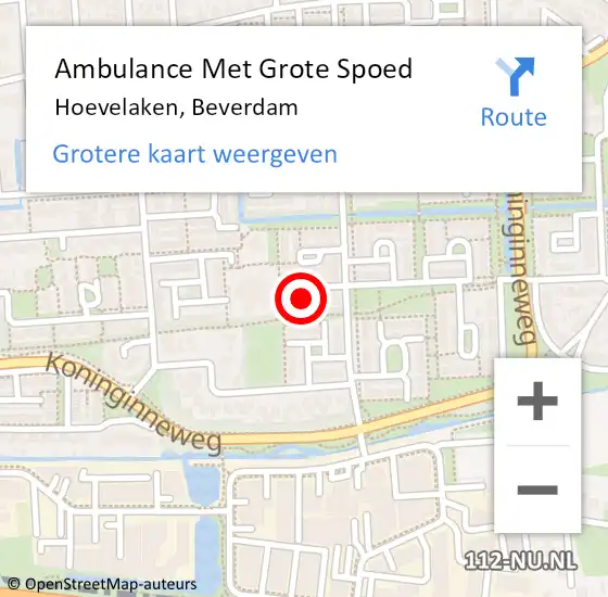 Locatie op kaart van de 112 melding: Ambulance Met Grote Spoed Naar Hoevelaken, Beverdam op 20 september 2022 08:23