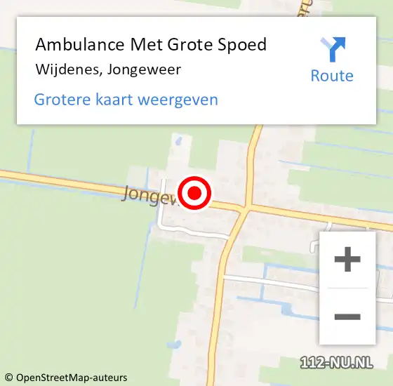 Locatie op kaart van de 112 melding: Ambulance Met Grote Spoed Naar Wijdenes, Jongeweer op 20 september 2022 08:51