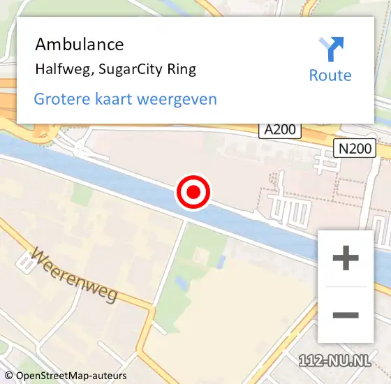 Locatie op kaart van de 112 melding: Ambulance Halfweg, SugarCity Ring op 20 september 2022 09:10